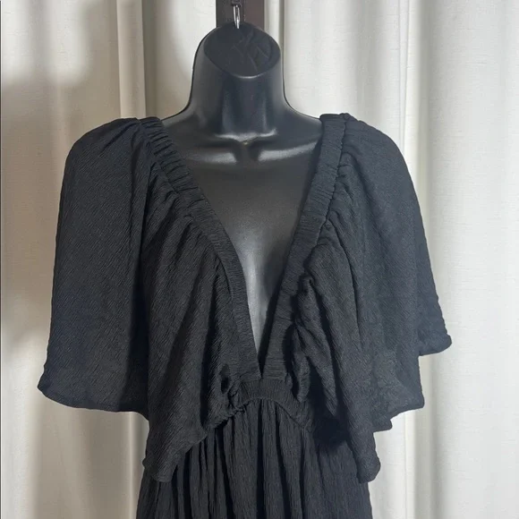 SUNNOW Plus Size Summer Maxi Dress Flowy Loose Fit V-Neck Tiered Ruffle Sleeve - Picture 6 of 12